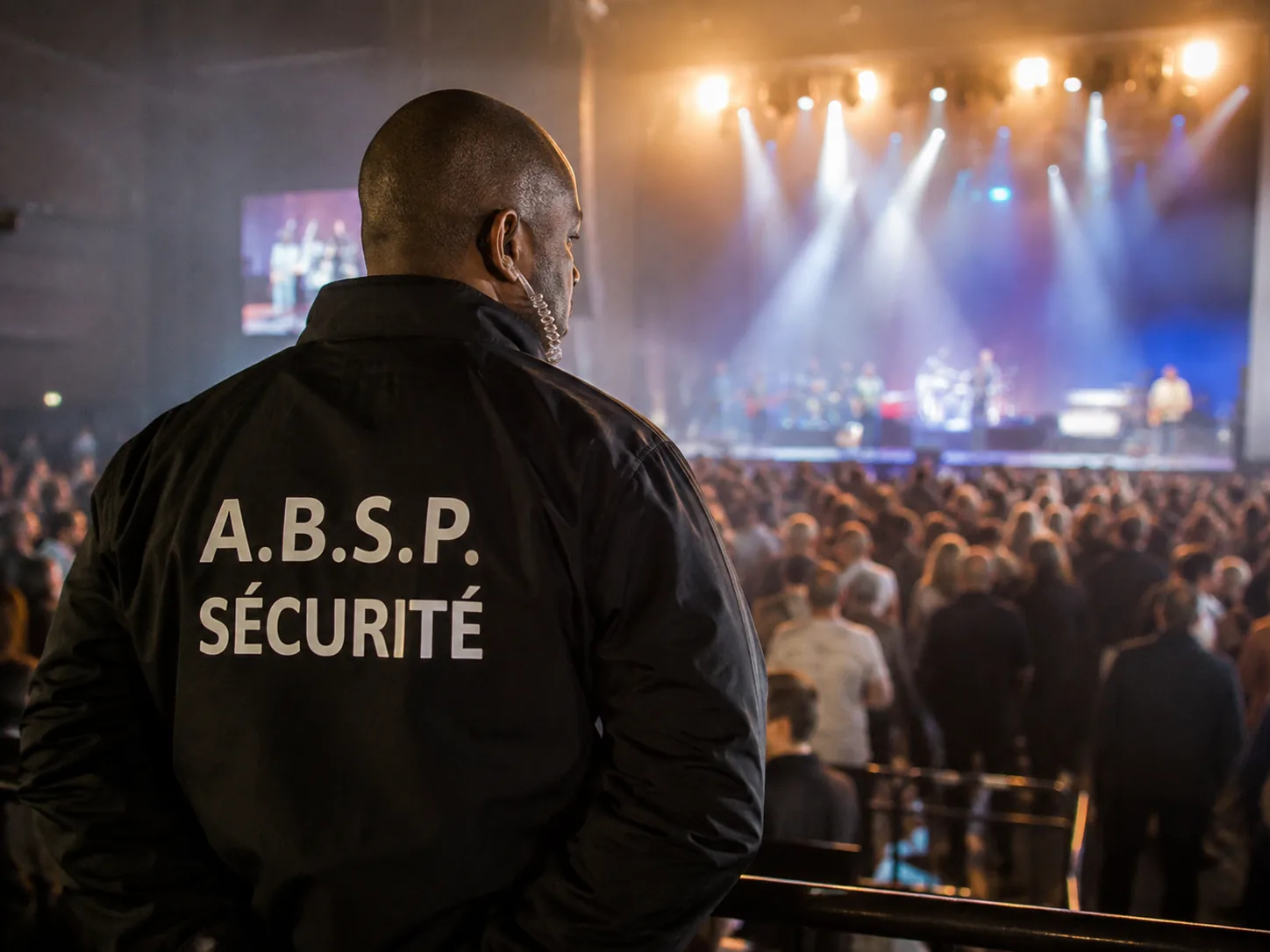 Agent A.B.S.P. encadrant un événement en salle de concert