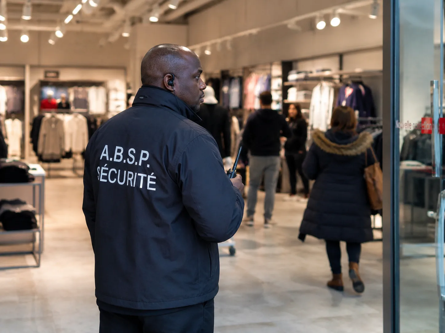 Surveillant de magasin A.B.S.P. en poste dans une enseigne de prêt-à-porter